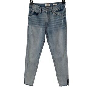 Kensie Vintage Luxe Ultimate High Rise Skinny Jeans Light Blue Denim Split Hem 8